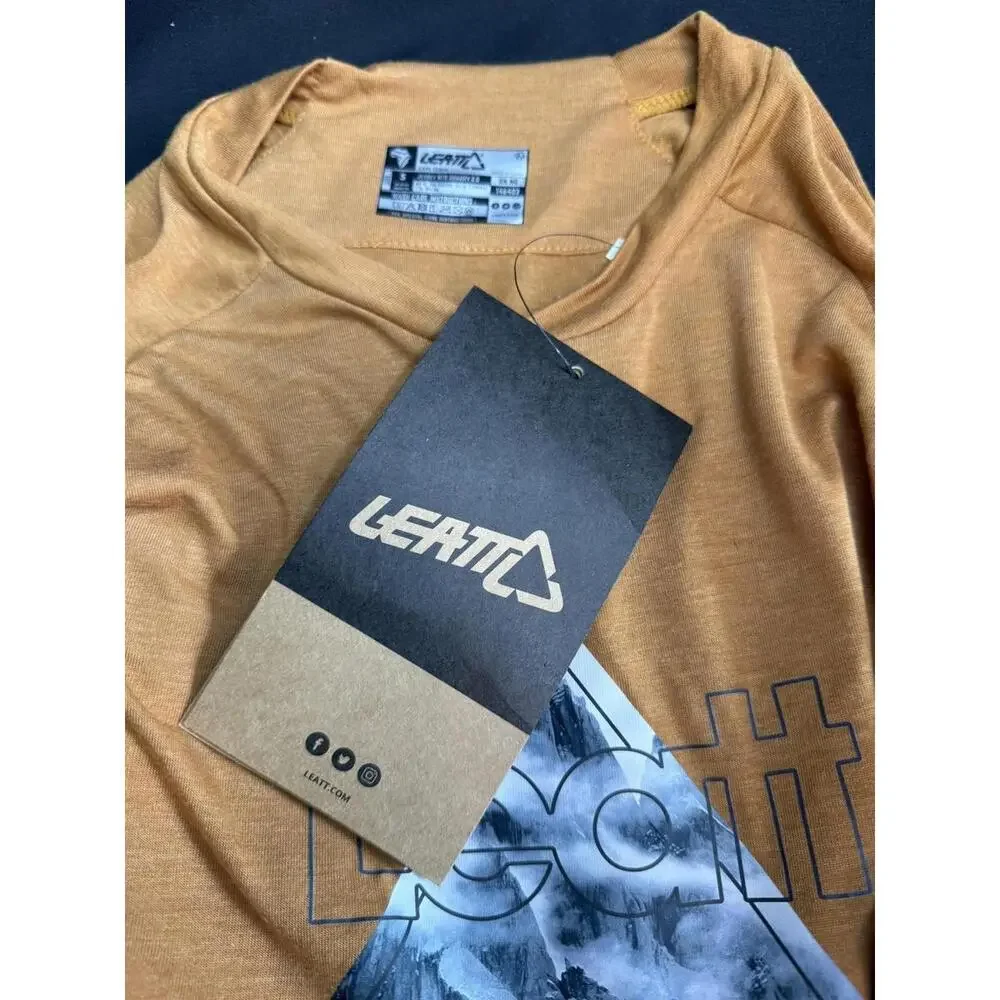 Leatt Shirt Mens Small Brown Suede Jersey MTB Gravity‎ 2.0 Long Sleeve Cycling